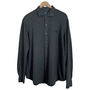 Polo Ralph Lauren Knit Dress Shirt Size XL Dark Grey